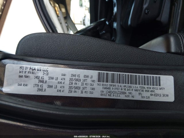 Продаж на аукціоні авто 2018 Dodge Durango Gt Rwd, vin: 1C4RDHDGXJC328804, номер лоту: 45558028