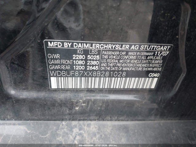 Aukcja sprzedaży 2008 Mercedes-benz E 350 4matic, vin: WDBUF87XX8B281028, numer aukcji: 45558090