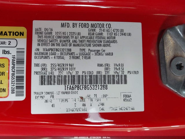 1FA6P8CF8G5321288 Ford Mustang Gt/gt Premium