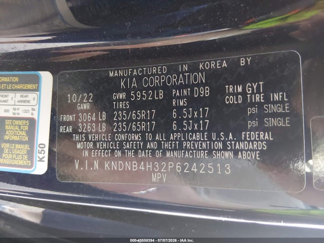 Продаж на аукціоні авто 2023 Kia Carnival Mpv Lx Seat Package, vin: KNDNB4H32P6242513, номер лоту: 45558394