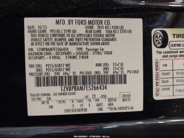 1ZVBP8AM7E5266434 Ford Mustang V6/v6 Premium