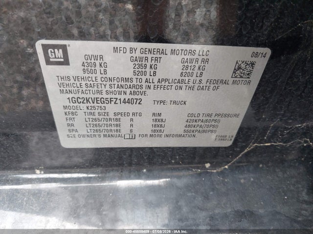Chevrolet Silverado 2500hd Lt 2015 1GC2KVEG5FZ144072 Image 9