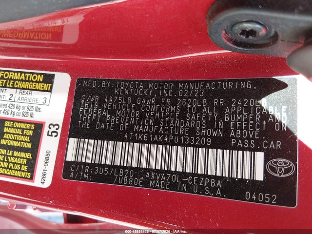 Toyota CAMRY XSE 2023 4T1K61AK4PU133209 Image 9