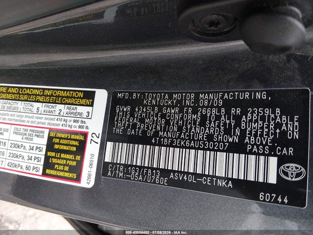 Продажа на аукционе авто 2010 Toyota Camry Le, vin: 4T1BF3EK6AU530207, номер лота: 45558480
