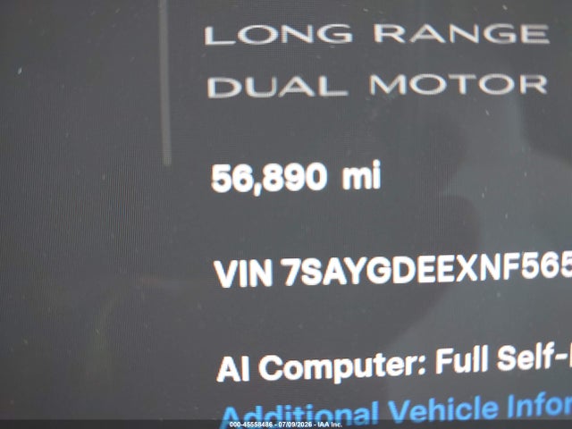 Продаж на аукціоні авто 2022 Tesla Model Y Long Range Dual Motor All-wheel Drive, vin: 7SAYGDEEXNF565443, номер лоту: 45558486