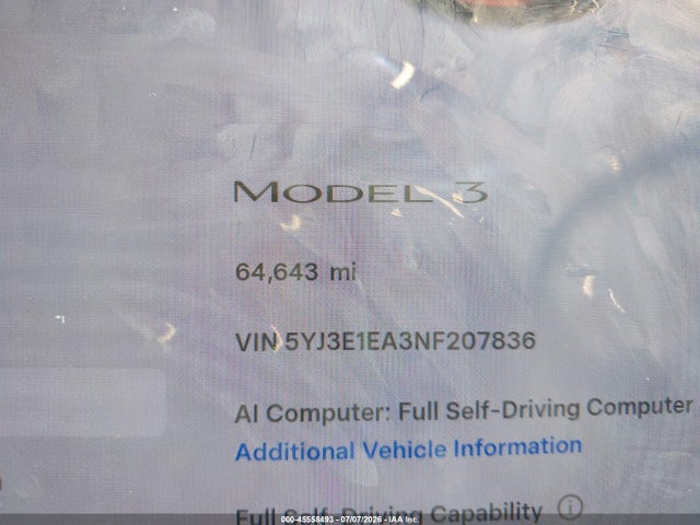 Tesla Model 3 Rear-wheel Drive 2022 5YJ3E1EA3NF207836 Image 13