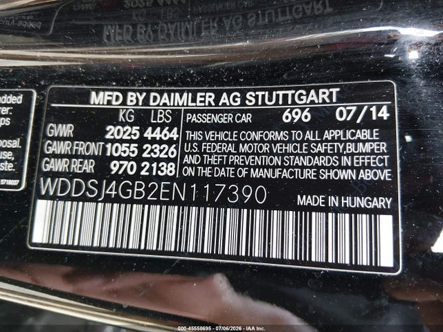 2014 Mercedes-benz Cla 250 4matic მანქანა იყიდება აუქციონზე, vin: WDDSJ4GB2EN117390, აუქციონის ნომერი: 45558695
