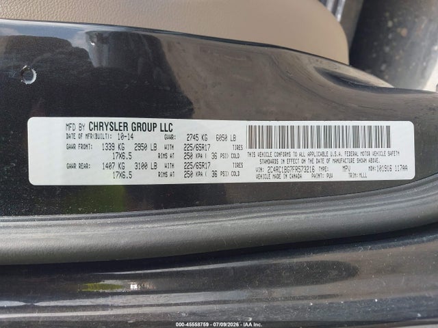 2015 Chrysler Town & Country Touring მანქანა იყიდება აუქციონზე, vin: 2C4RC1BG7FR573216, აუქციონის ნომერი: 45558759