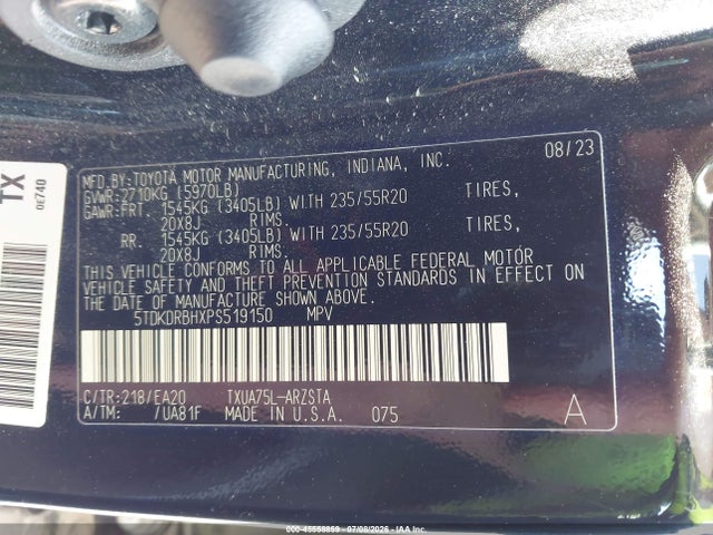 Toyota Highlander Xse 2023 5TDKDRBHXPS519150 Image 9