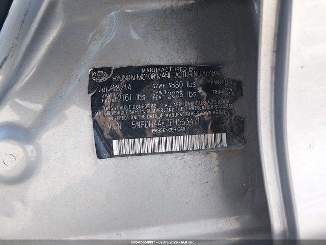 2015 Hyundai Elantra Se მანქანა იყიდება აუქციონზე, vin: 5NPDH4AE3FH563471, აუქციონის ნომერი: 45558897