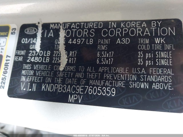 KIA Sportage Lx 2014 KNDPB3AC9E7605359 Image 9