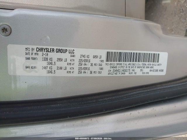 Aukcja sprzedaży 2010 Dodge Grand Caravan Sxt, vin: 2D4RN5D11AR262175, numer aukcji: 45558972