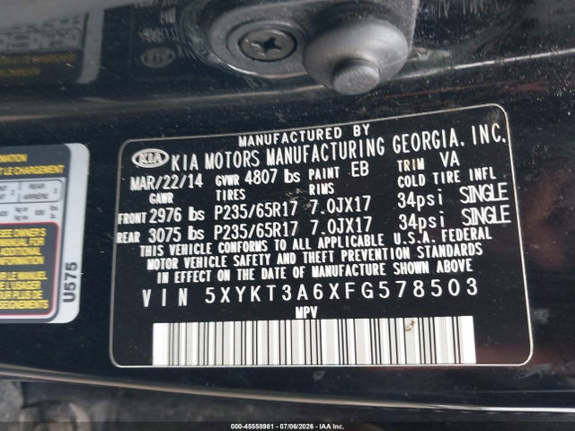 5XYKT3A6XFG578503 KIA SORENTO LX