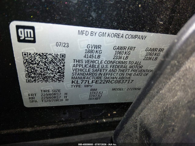 KL77LFE22RC083717 Chevrolet Trax Fwd Sp