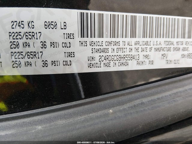 Dodge Grand Caravan Sxt 2017 2C4RDGCG9HR558413 Image 9