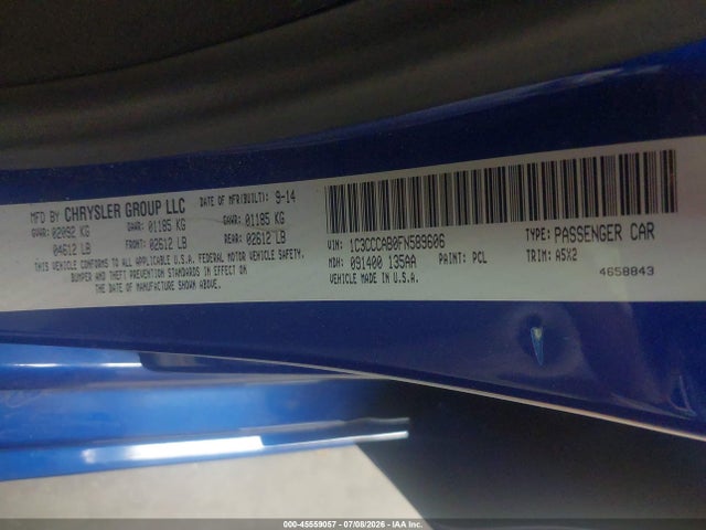 Продаж на аукціоні авто 2015 Chrysler 200 Limited, vin: 1C3CCCAB0FN589606, номер лоту: 45559057
