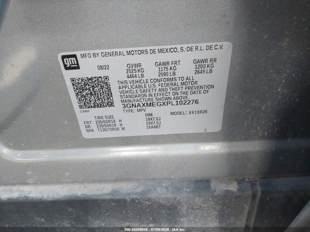 Продаж на аукціоні авто 2023 Chevrolet Equinox Fwd Rs, vin: 3GNAXMEGXPL102276, номер лоту: 45559058