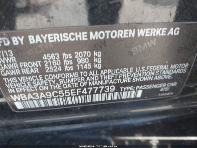 Продаж на аукціоні авто 2014 Bmw 335i, vin: WBA3A9C55EF477739, номер лоту: 45559094