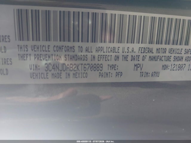 Aukcja sprzedaży 2019 Jeep Compass Sport 4x4, vin: 3C4NJDAB2KT670889, numer aukcji: 45559115