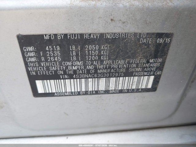 Продажа на аукционе авто 2016 Subaru Legacy 2.5i Premium, vin: 4S3BNAC63G3012975, номер лота: 45559261