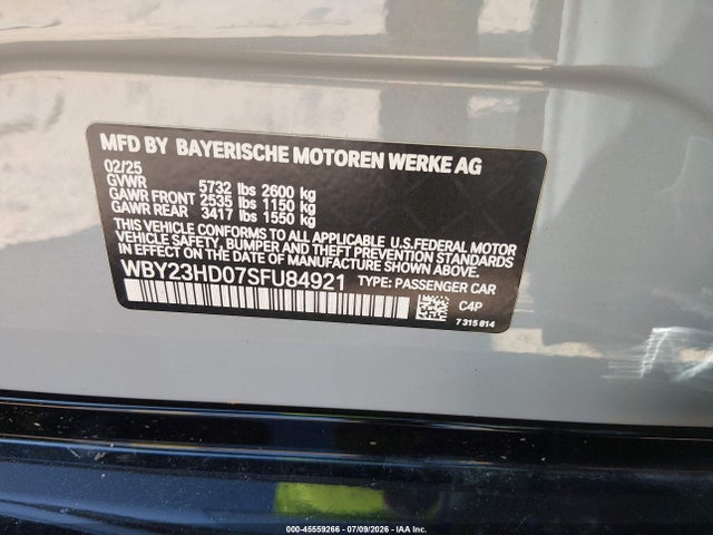 WBY23HD07SFU84921 BMW I4 Gran Coupe Edrive40