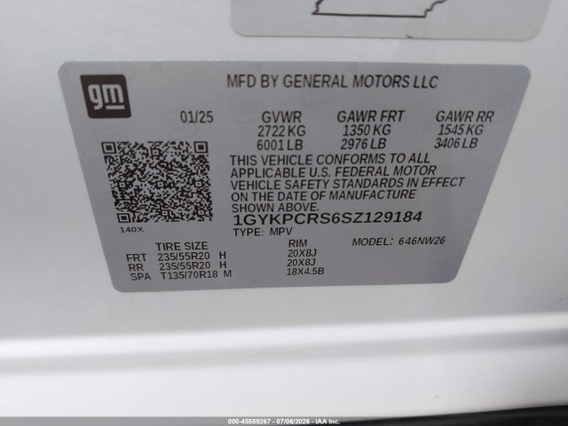 2025 Cadillac Xt6 Fwd Premium Luxury მანქანა იყიდება აუქციონზე, vin: 1GYKPCRS6SZ129184, აუქციონის ნომერი: 45559267