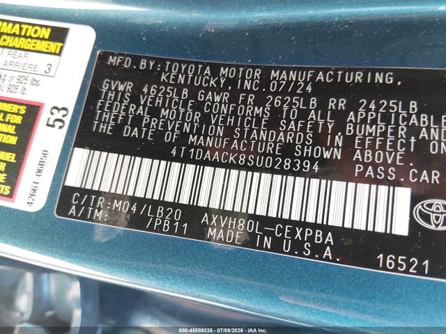 Aukcja sprzedaży 2025 Toyota Camry Xse, vin: 4T1DAACK8SU028394, numer aukcji: 45559335