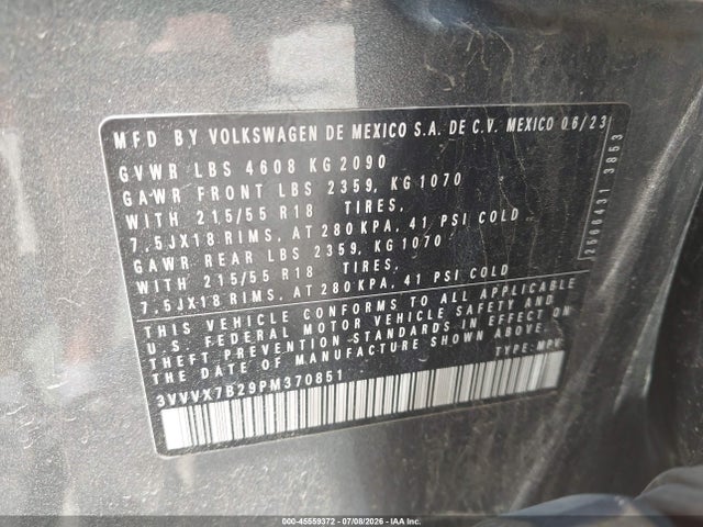 Volkswagen Taos 1.5t Se 2023 3VVVX7B29PM370851 Image 9