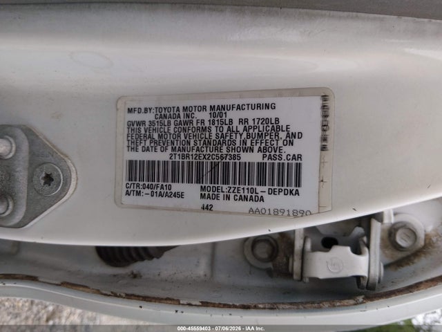 Aukcja sprzedaży 2002 Toyota Corolla Le, vin: 2T1BR12EX2C567385, numer aukcji: 45559403
