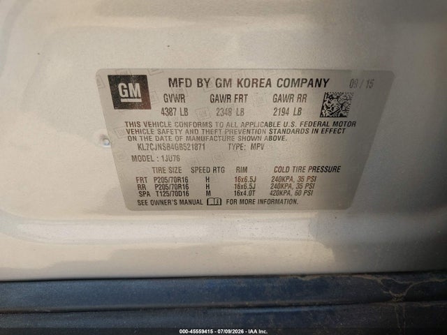 Chevrolet Trax 1ls 2016 KL7CJNSB4GB521871 Image 9