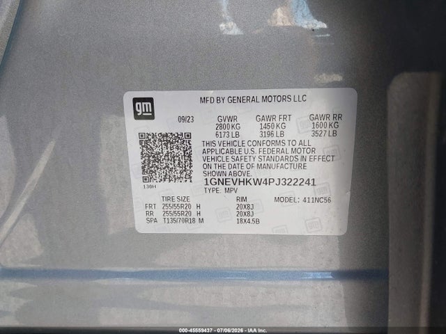 Продаж на аукціоні авто 2023 Chevrolet Traverse Awd Lt Leather, vin: 1GNEVHKW4PJ322241, номер лоту: 45559437