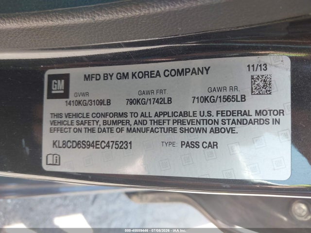 KL8CD6S94EC475231 Chevrolet Spark 1lt Auto
