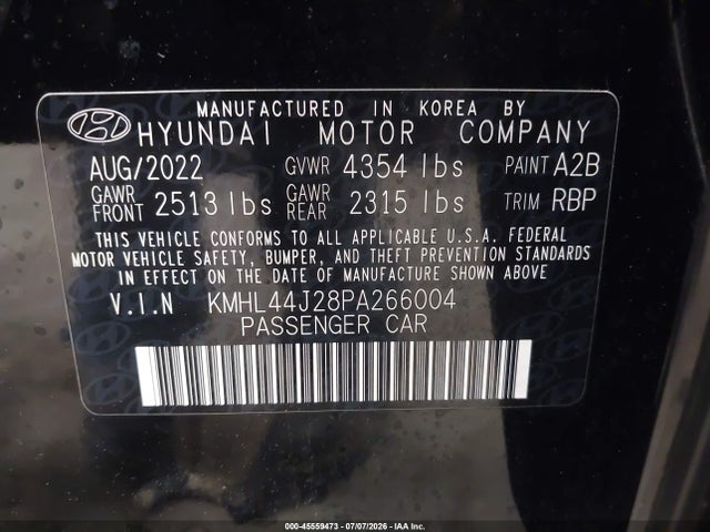 Aukcja sprzedaży 2023 Hyundai Sonata Sel Plus, vin: KMHL44J28PA266004, numer aukcji: 45559473