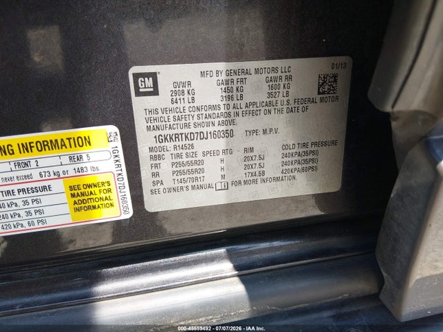 Продажа на аукционе авто 2013 Gmc Acadia Denali, vin: 1GKKRTKD7DJ160350, номер лота: 45559492