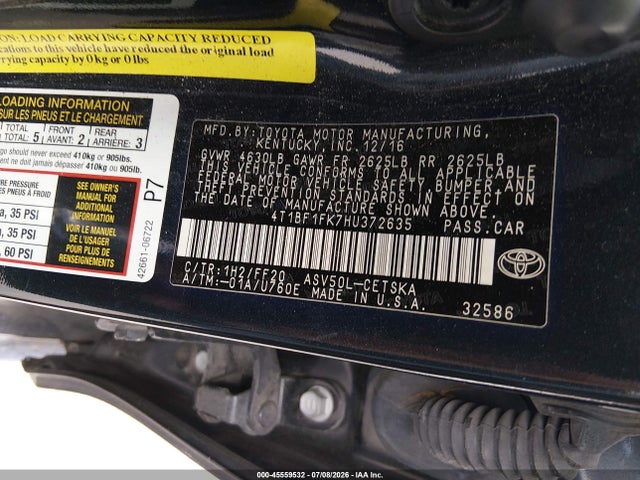 Toyota CAMRY SE 2017 4T1BF1FK7HU372635 Image 9
