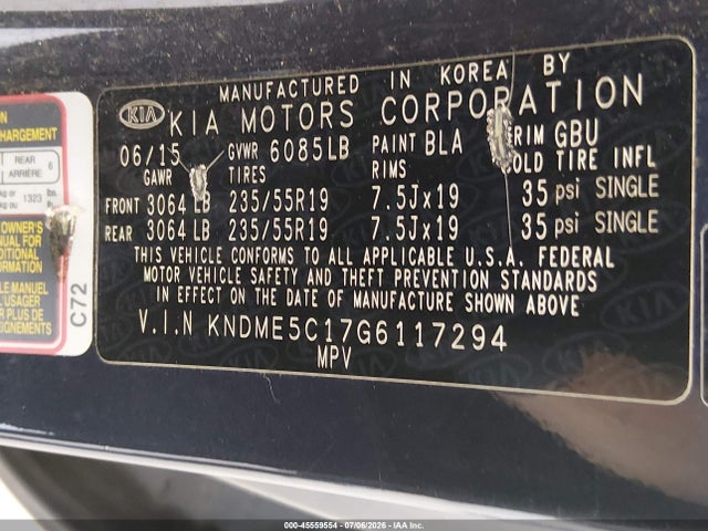 Продаж на аукціоні авто 2016 Kia Sedona Sx Luxury, vin: KNDME5C17G6117294, номер лоту: 45559554