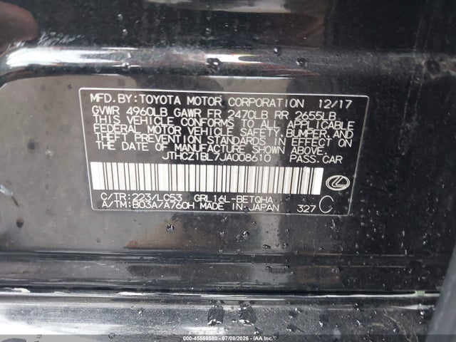Aukcja sprzedaży 2018 Lexus Gs 350, vin: JTHCZ1BL7JA008610, numer aukcji: 45559580