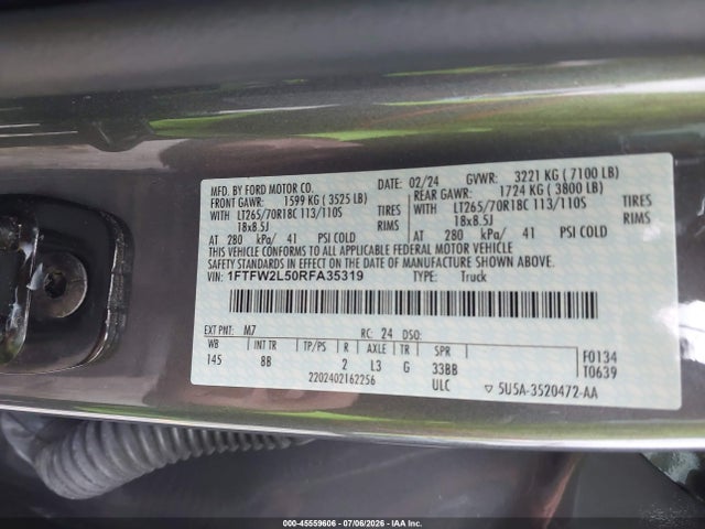 Aukcja sprzedaży 2024 Ford F-150 Stx, vin: 1FTFW2L50RFA35319, numer aukcji: 45559606