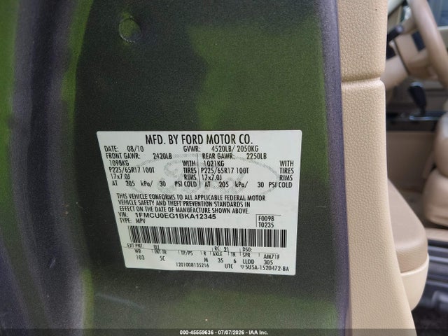 Продаж на аукціоні авто 2011 Ford Escape Limited, vin: 1FMCU0EG1BKA12345, номер лоту: 45559636