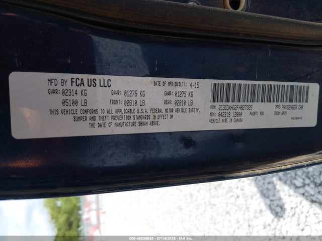 2015 Dodge Charger Sxt მანქანა იყიდება აუქციონზე, vin: 2C3CDXHG2FH827325, აუქციონის ნომერი: 45559638