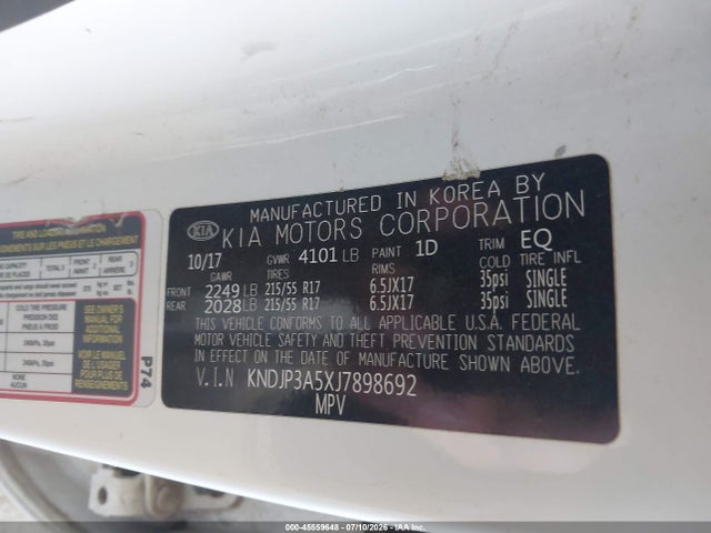 KIA SOUL + 2018 KNDJP3A5XJ7898692 Image 9