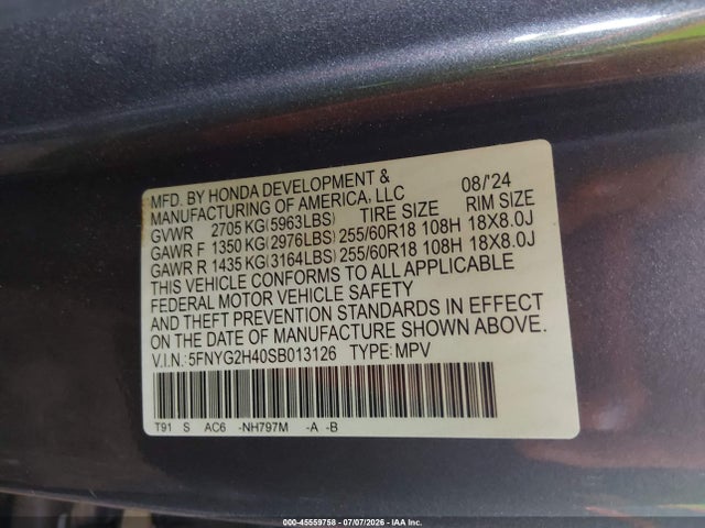 Honda Pilot Ex-l 2025 5FNYG2H40SB013126 Image 9