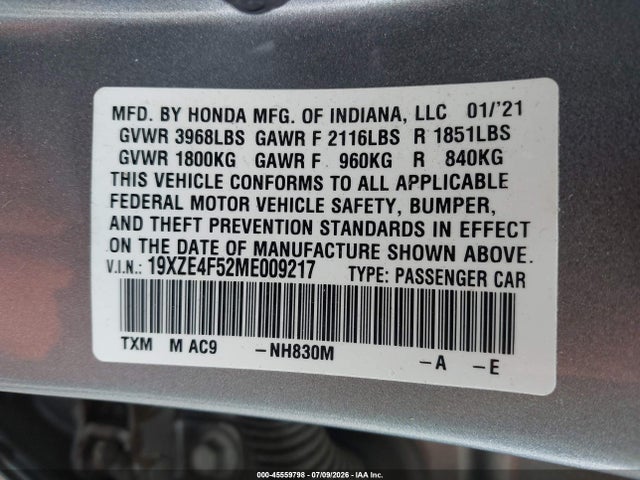 19XZE4F52ME009217 Honda INSIGHT EX