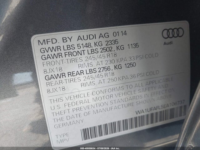 Audi Allroad 2.0t Premium 2014 WA1UFAFL5EA106737 Image 9