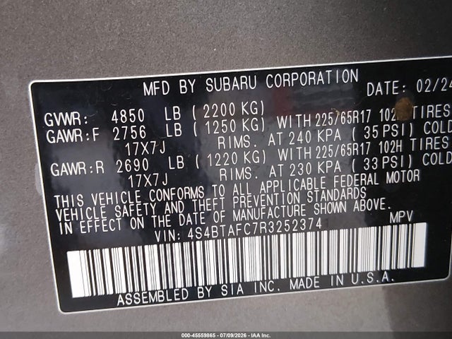 Subaru Outback Premium 2024 4S4BTAFC7R3252374 Image 9