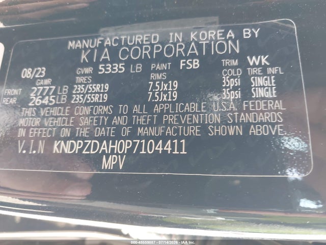 Продаж на аукціоні авто 2023 Kia Sportage Plug-in Hybrid X-line Prestige, vin: KNDPZDAH0P7104411, номер лоту: 45559887