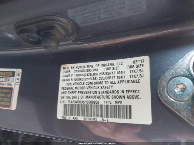 Honda CR-V LX 2017 7FARW5H36HE000958 Image 9