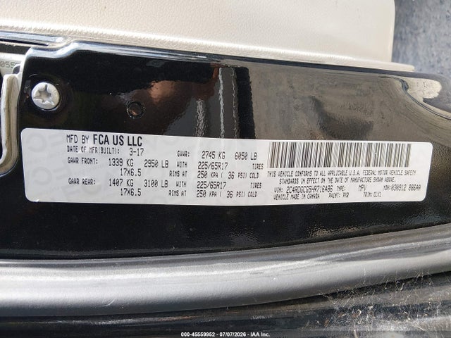 Aukcja sprzedaży 2017 Dodge Grand Caravan Sxt, vin: 2C4RDGCG5HR716486, numer aukcji: 45559952