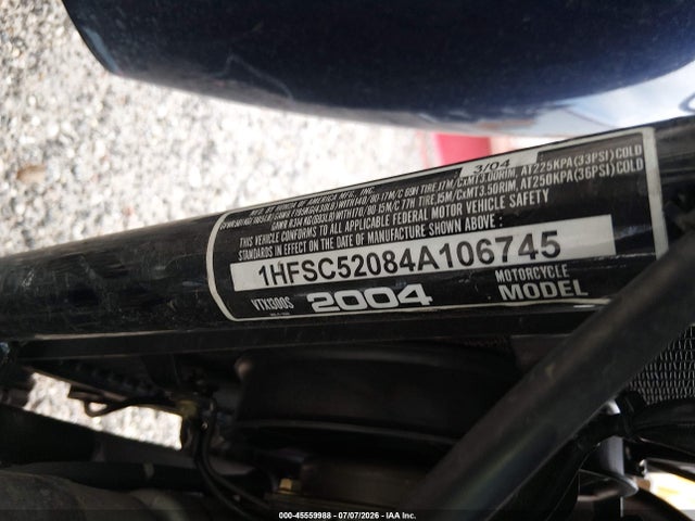 2004 Honda Vt1300 S მანქანა იყიდება აუქციონზე, vin: 1HFSC52084A106745, აუქციონის ნომერი: 45559988