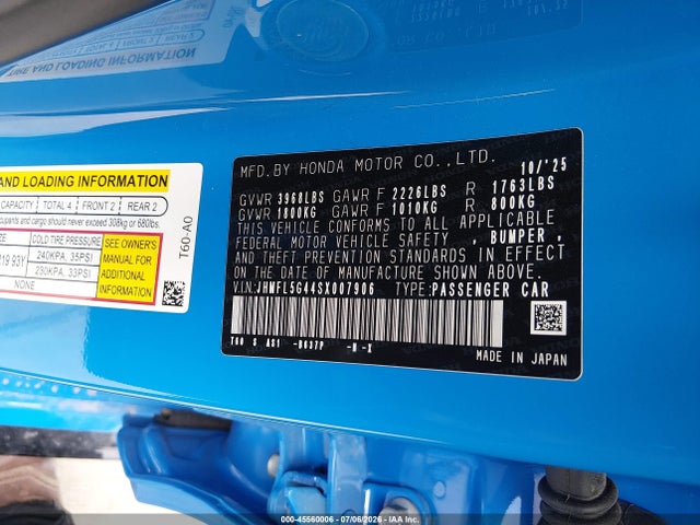 Honda CIVIC TYPE R 2025 JHMFL5G44SX007906 Image 9
